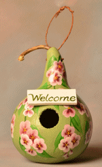 Welcome Painted Gourd Bird House